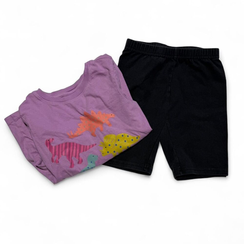 Hanna Andersson Dino Long Sleeve Shirt & Bike Shorts Set Sizes 6/7 & 5